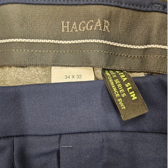 Haggar H26 Suit Pants Mens 34x32 Navy Blue New Ultra Slim Flex Series Trousers - Picture 7 of 7